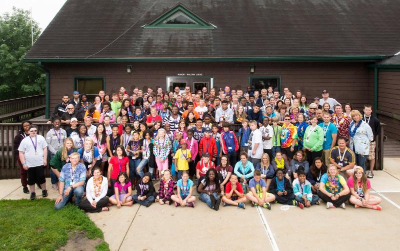 2014 Camp I Am Me Group Photo in front of camp building