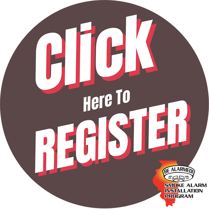Click here to register - Be Alarmed, Smoke alarm installation program logo