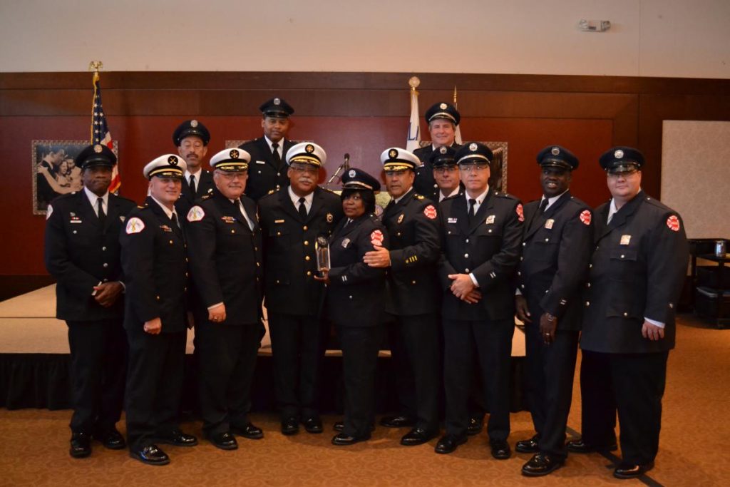 Uniformed attendees of Fire Prevention Week Luncheon