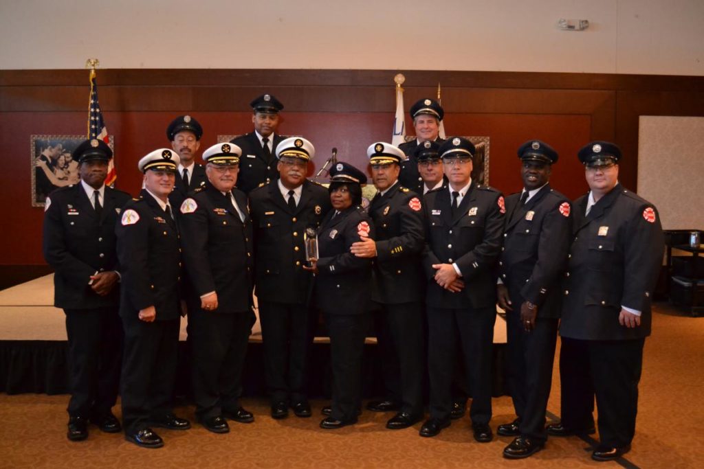 Uniformed attendees of Fire Prevention Week Luncheon
